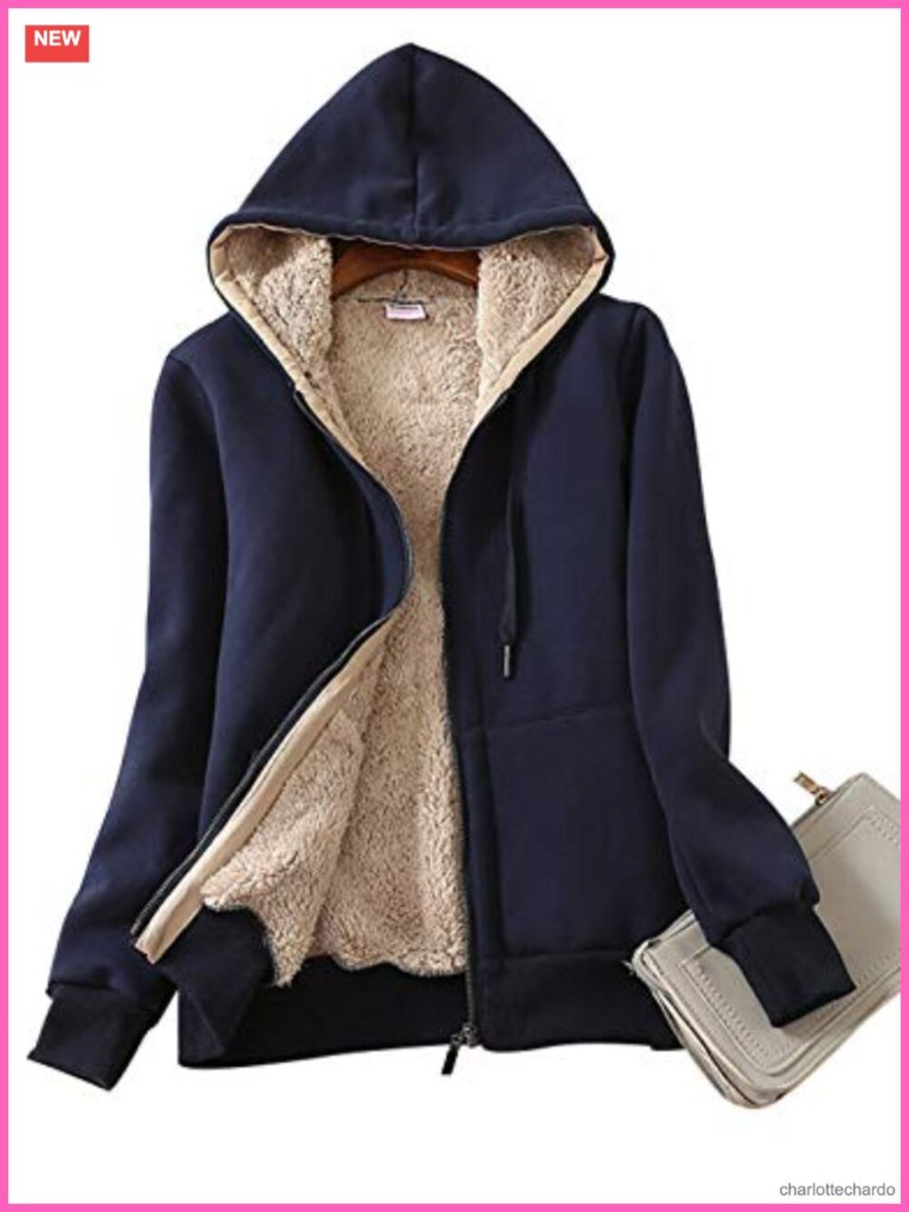 Fleece Lined Full Zip Up Hoodie Sweatshirt Jacket Coat